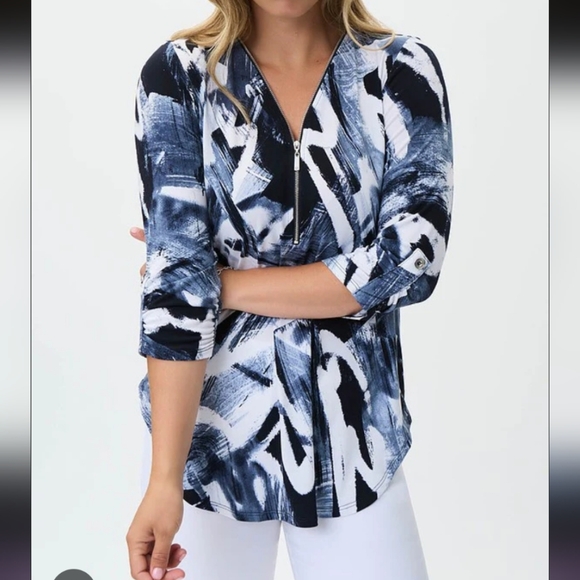 Joseph Ribkoff Black and White Abstract Blouse - Picture 10 of 10